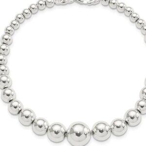 Sterling Silver Graduated Beads Chain Bracelet stamped 925